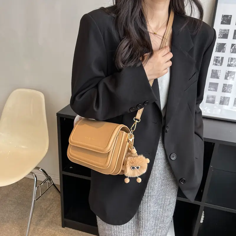 Women's Square Crossbody Bag Tan 2024 Winter - Image 7