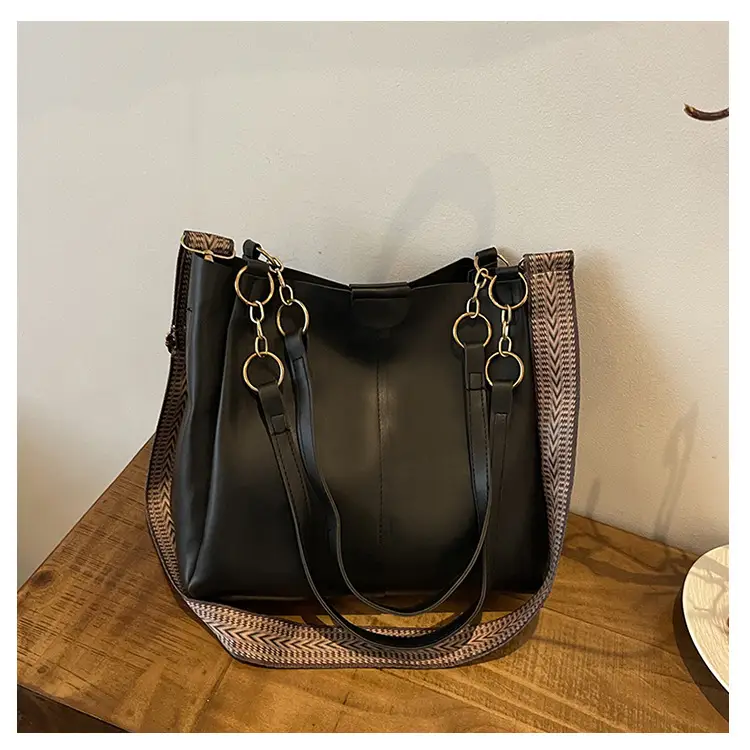 Two-Piece Black Leather Shoulder Tote & Crossbody Bag Set — feature 32