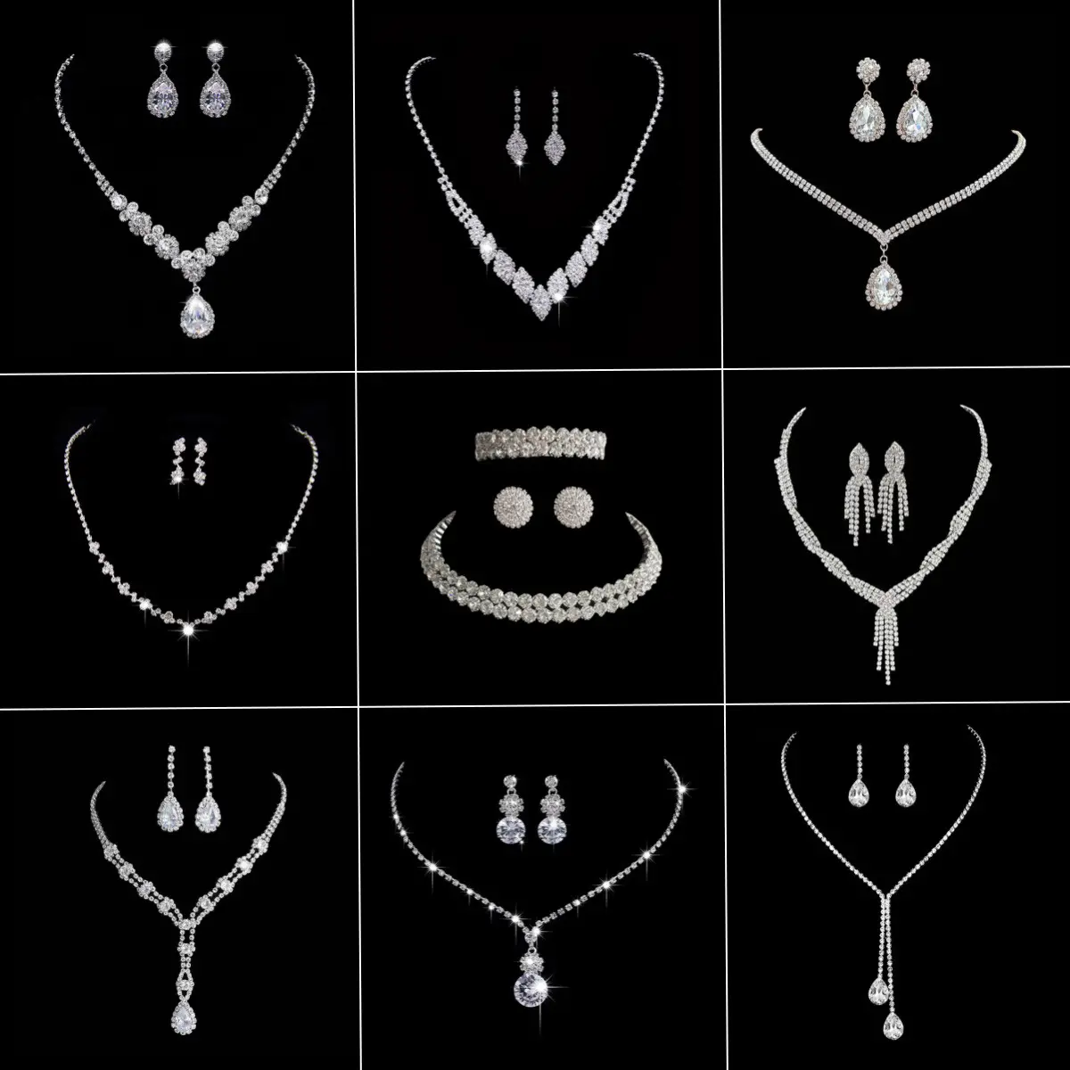 Full Diamond Claw Chain Necklace Set for Women - Image 61