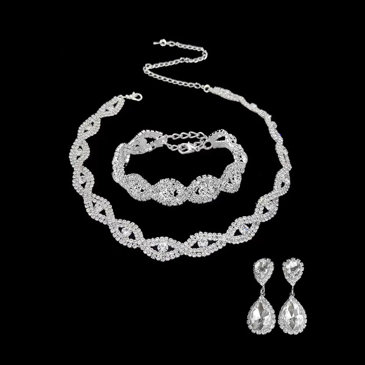 Full Diamond Claw Chain Necklace Set for Women - Image 53