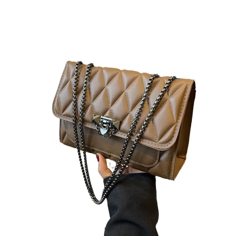 Black Rhombic Chain Crossbody Bag for Women