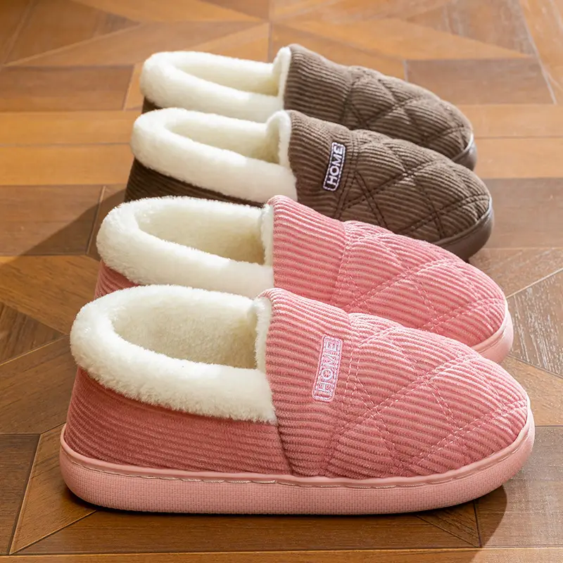 Cotton Winter Slippers Women Pink Warm Couple's Winter Bag-heel - Image 7