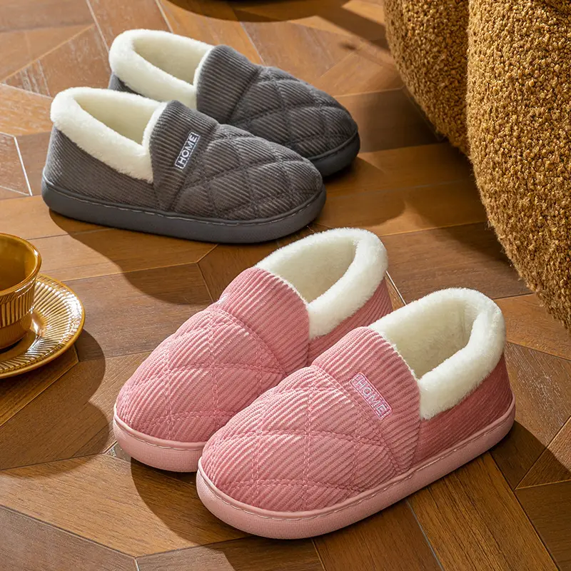 Cotton Winter Slippers Women Pink Warm Couple's Winter Bag-heel - Image 8