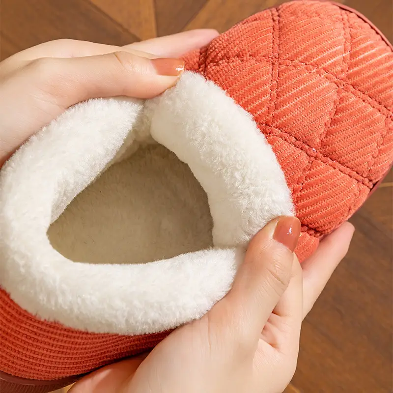 Cotton Winter Slippers Women Pink Warm Couple's Winter Bag-heel - Image 9