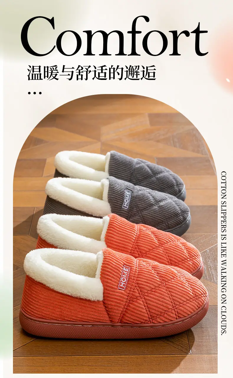 Cotton Winter Slippers Women Pink Warm Couple's Winter Bag-heel — feature 2