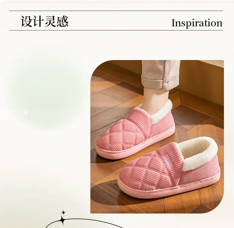 Cotton Winter Slippers Women Pink Warm Couple's Winter Bag-heel — feature 3