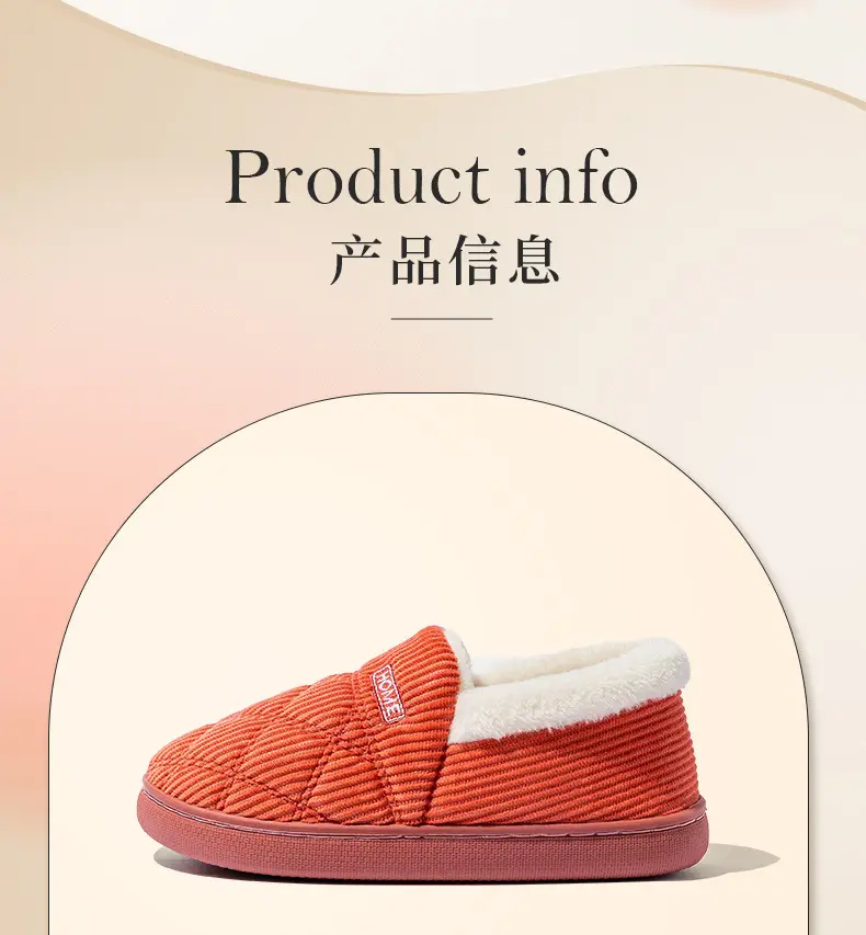 Cotton Winter Slippers Women Pink Warm Couple's Winter Bag-heel — feature 5