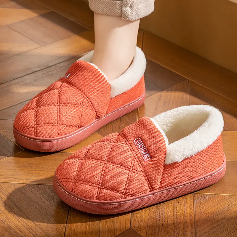 Cotton Winter Slippers Women Pink Warm Couple's Winter Bag-heel - Image 2