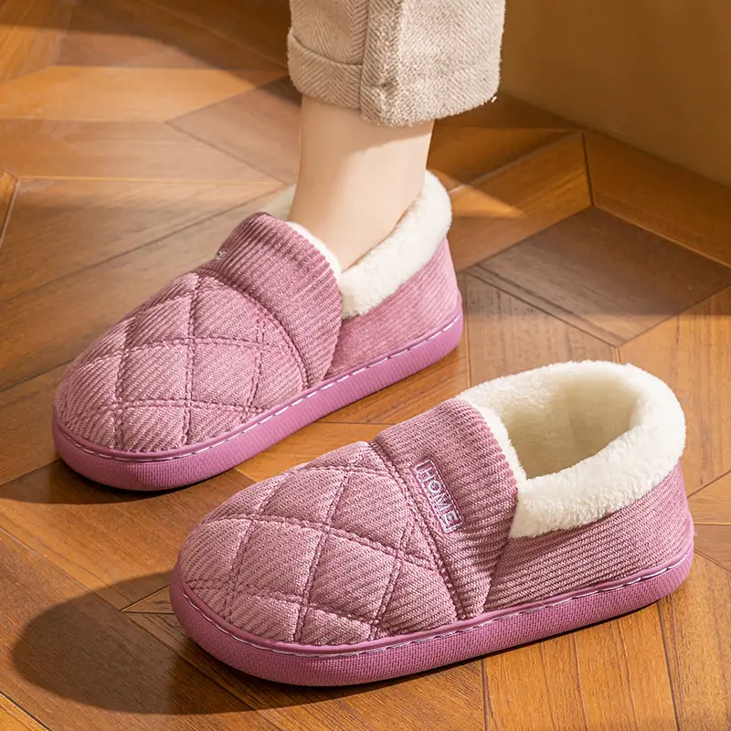 Cotton Winter Slippers Women Pink Warm Couple's Winter Bag-heel - Image 3