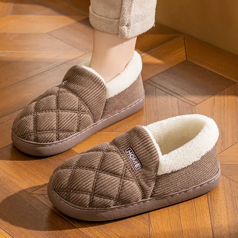 Cotton Winter Slippers Women Pink Warm Couple's Winter Bag-heel - Image 4