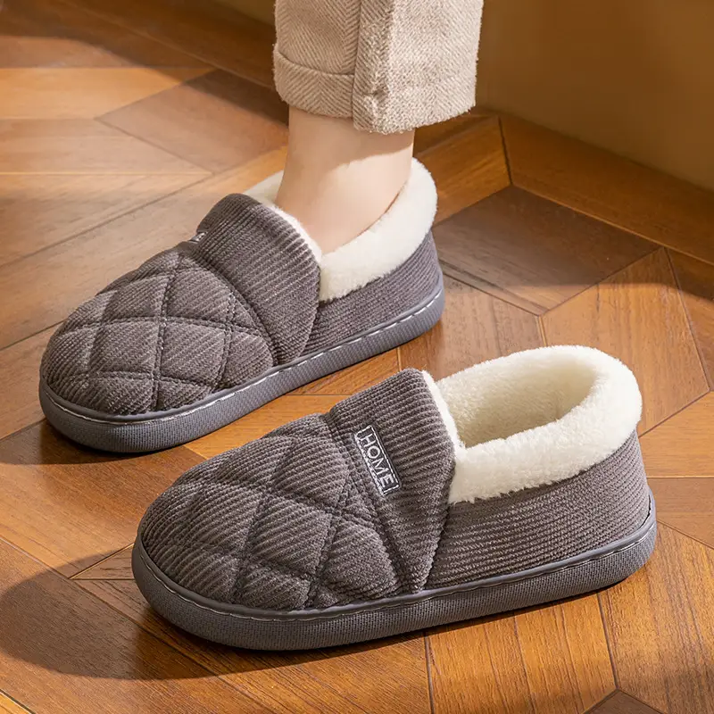 Cotton Winter Slippers Women Pink Warm Couple's Winter Bag-heel - Image 5