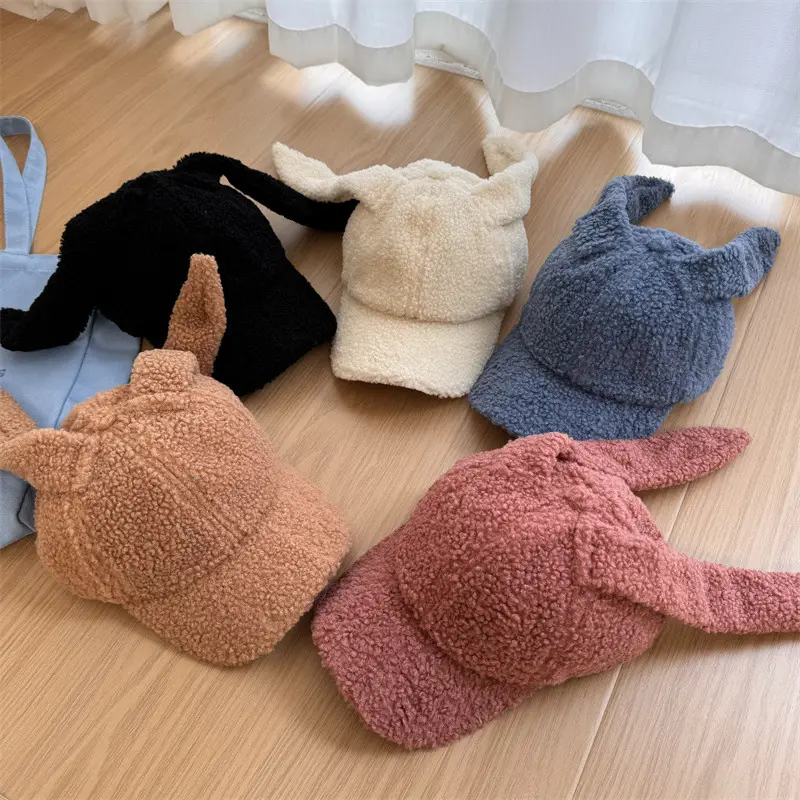 Plush Rabbit Ears Cap for Women Winter Warm