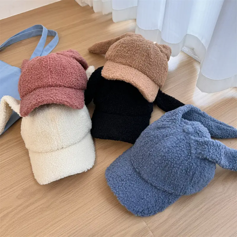 Plush Rabbit Ears Cap for Women Winter Warm