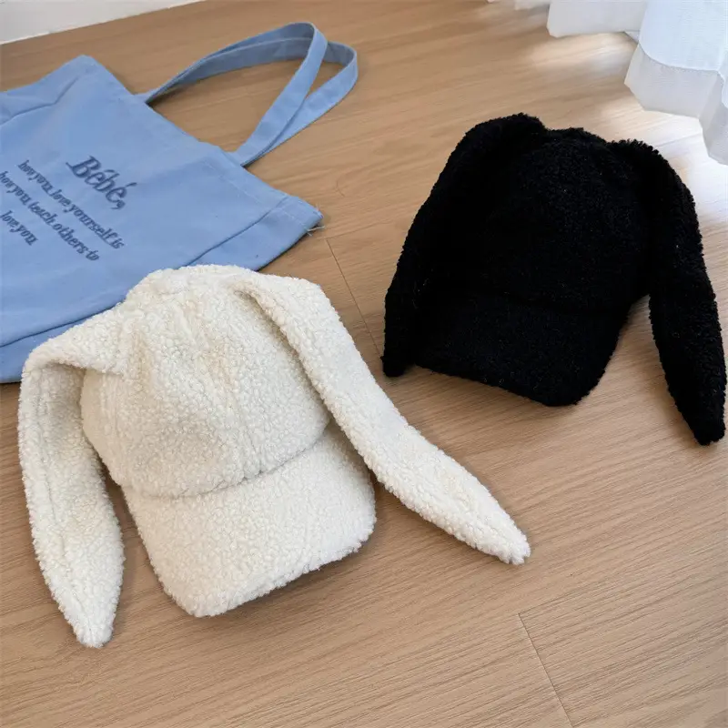 Plush Rabbit Ears Cap for Women Winter Warm