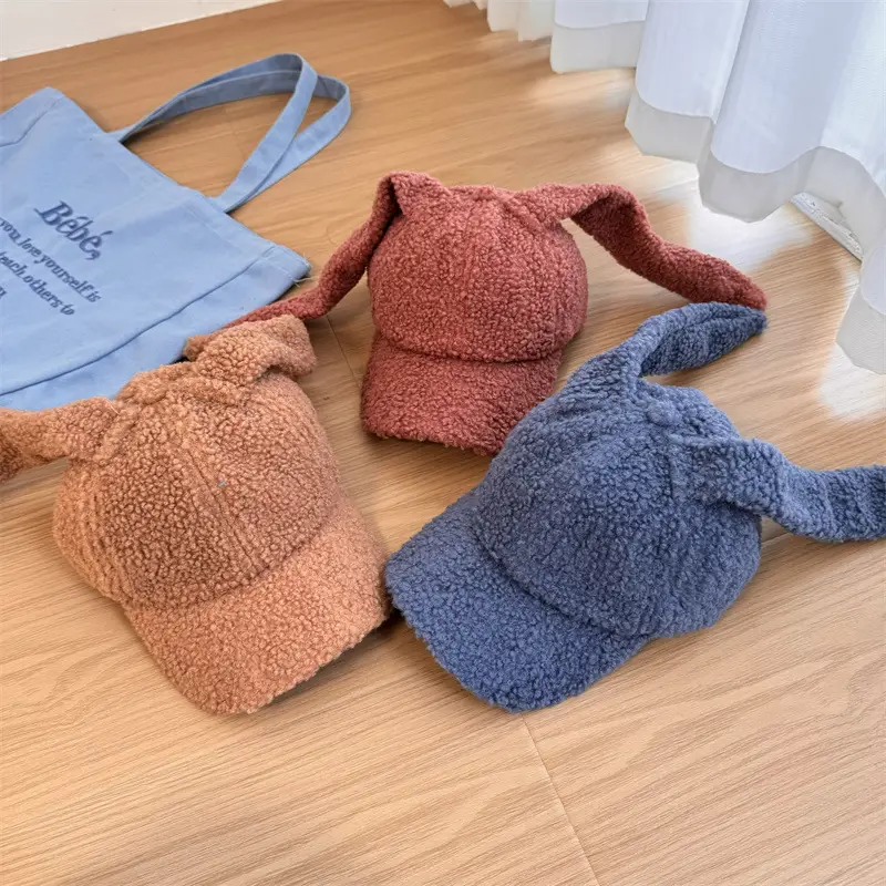 Plush Rabbit Ears Cap for Women Winter Warm