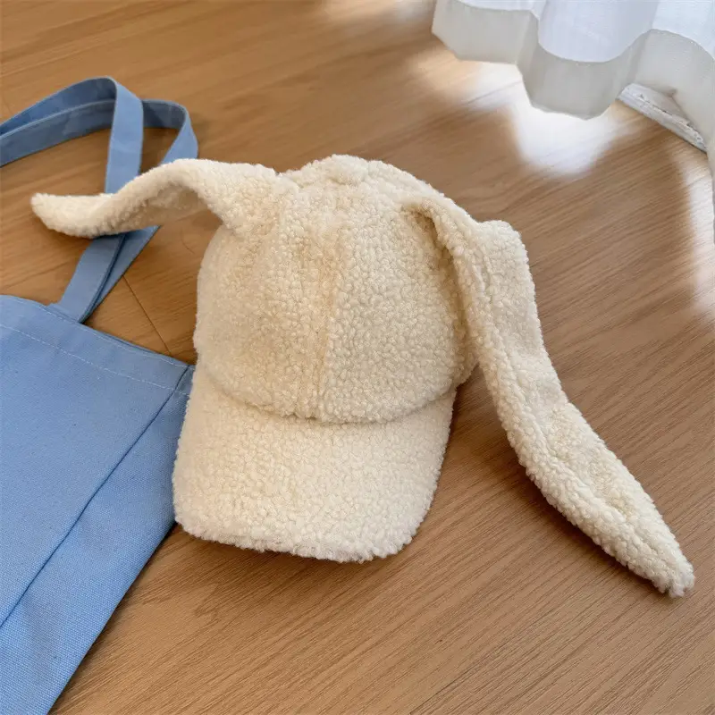 Plush Rabbit Ears Cap for Women Winter Warm