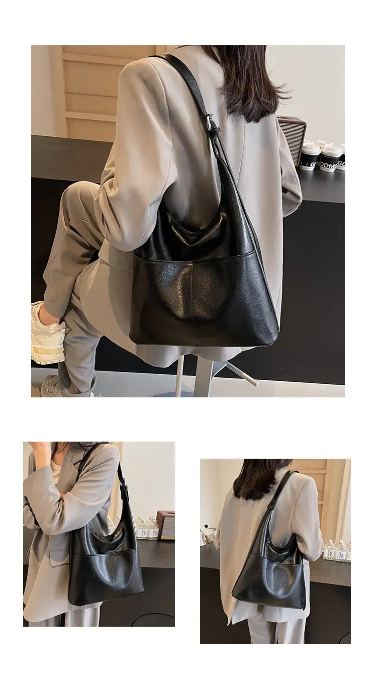 Women's Large Capacity Shoulder Bag Brown Leather — feature 9