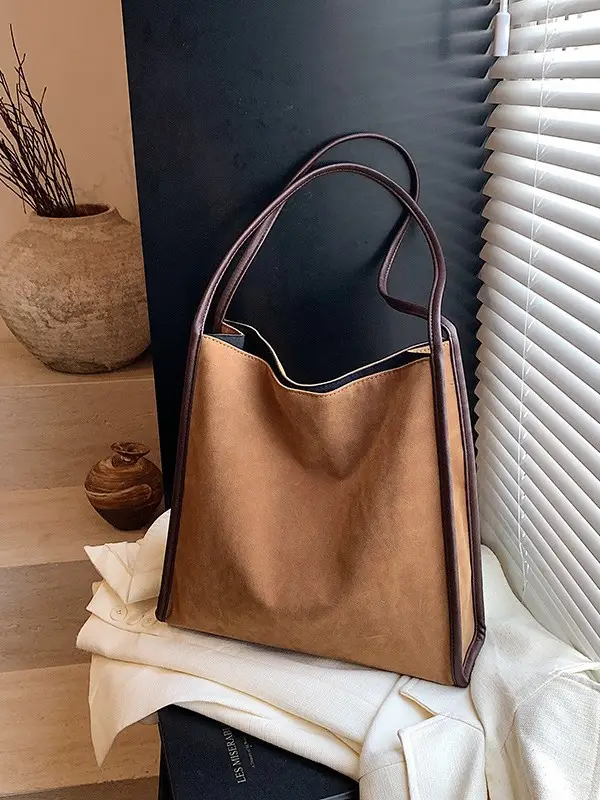 Women Retro Maroon Shoulder Bag Autumn Winter Commuter Tote - Image 8