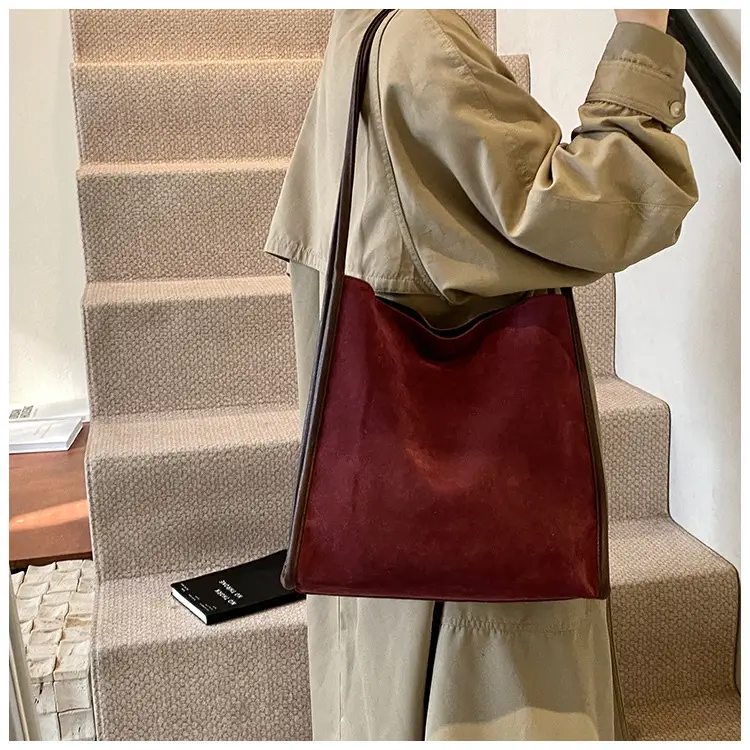 Women Retro Maroon Shoulder Bag Autumn Winter Commuter Tote — feature 20