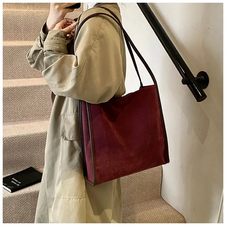 Women Retro Maroon Shoulder Bag Autumn Winter Commuter Tote — feature 21