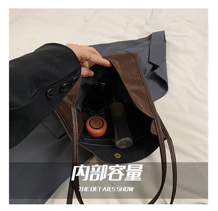 Women Retro Maroon Shoulder Bag Autumn Winter Commuter Tote — feature 3