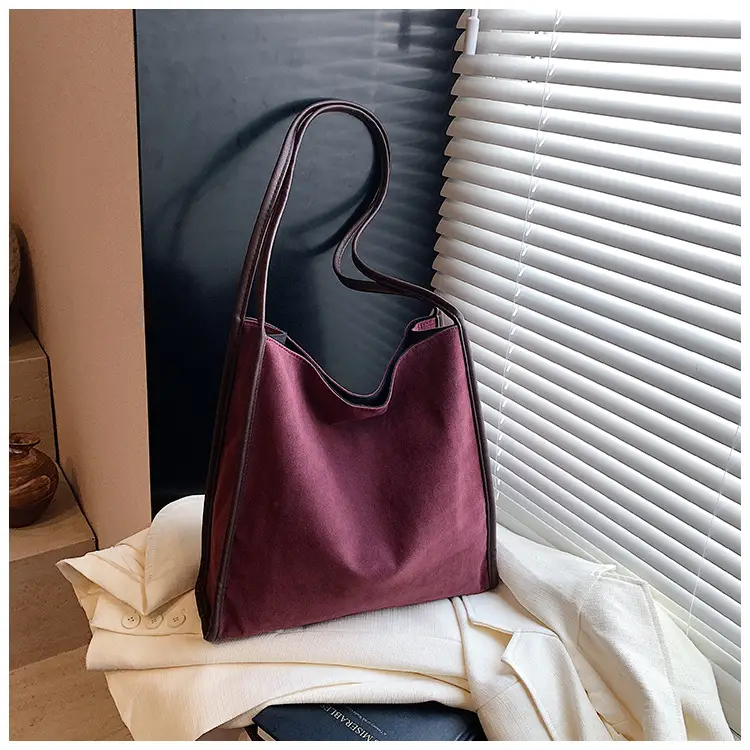 Women Retro Maroon Shoulder Bag Autumn Winter Commuter Tote — feature 34