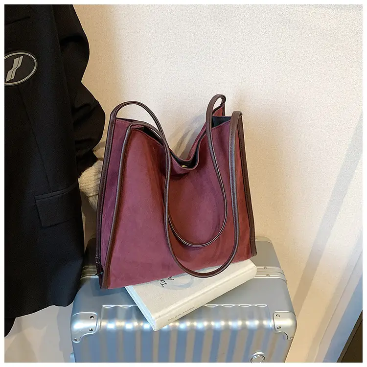 Women Retro Maroon Shoulder Bag Autumn Winter Commuter Tote — feature 40