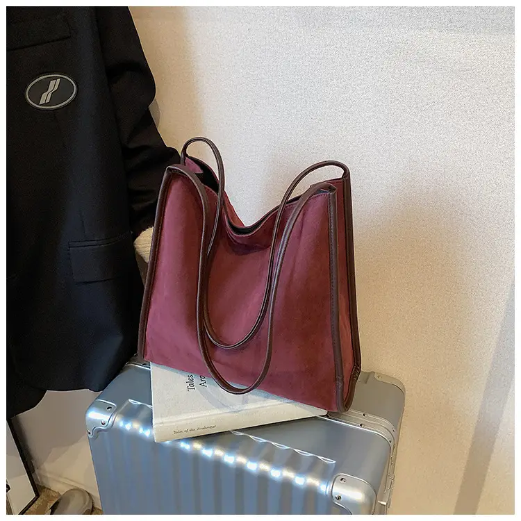 Women Retro Maroon Shoulder Bag Autumn Winter Commuter Tote — feature 41
