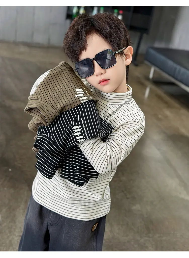 Boys Striped T-Shirt High Collar Autumn Winter 2024 — feature 17