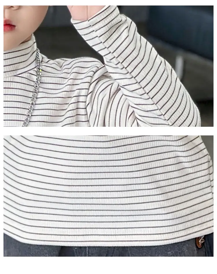 Boys Striped T-Shirt High Collar Autumn Winter 2024 — feature 25