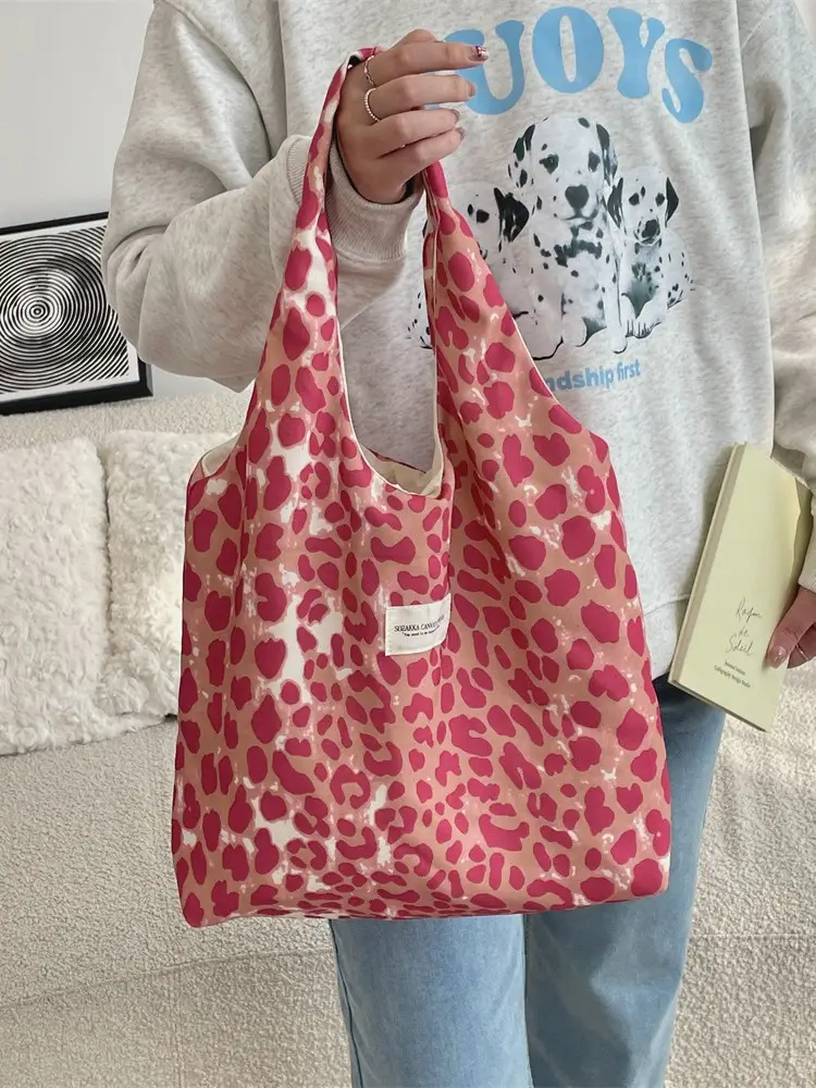 Vintage Leopard Print Shoulder Bag Large Capacity Casual - Image 3