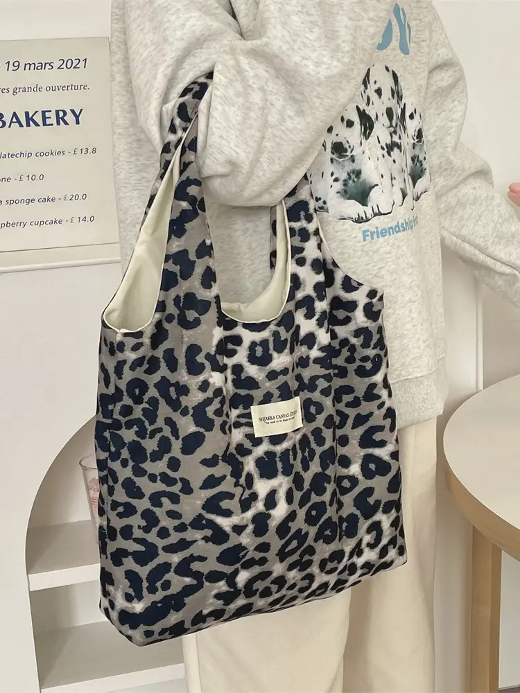 Vintage Leopard Print Shoulder Bag Large Capacity Casual - Image 5