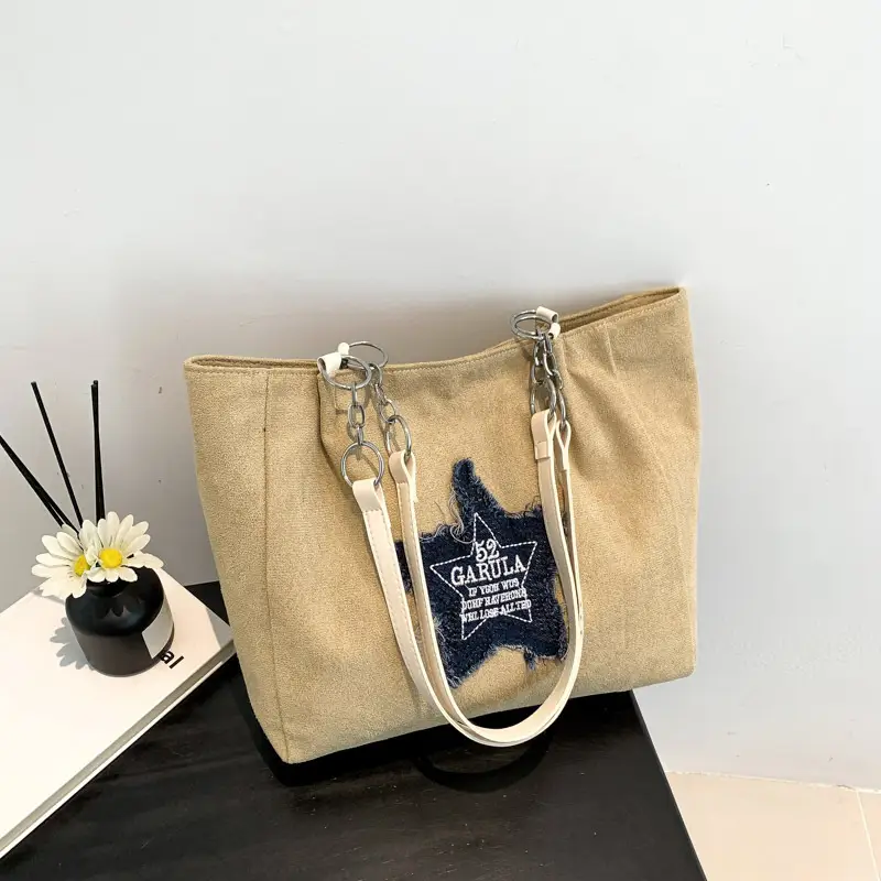 Western Style Fringed Star Shoulder Bag Black Suede - Image 7