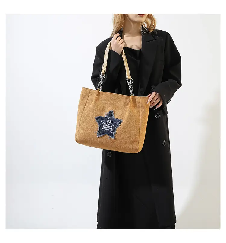 Western Style Fringed Star Shoulder Bag Black Suede — feature 21