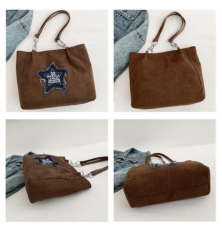 Western Style Fringed Star Shoulder Bag Black Suede — feature 9
