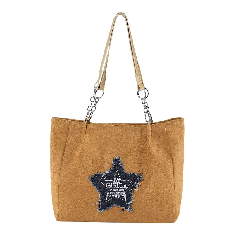 Western Style Fringed Star Shoulder Bag Black Suede - Image 2