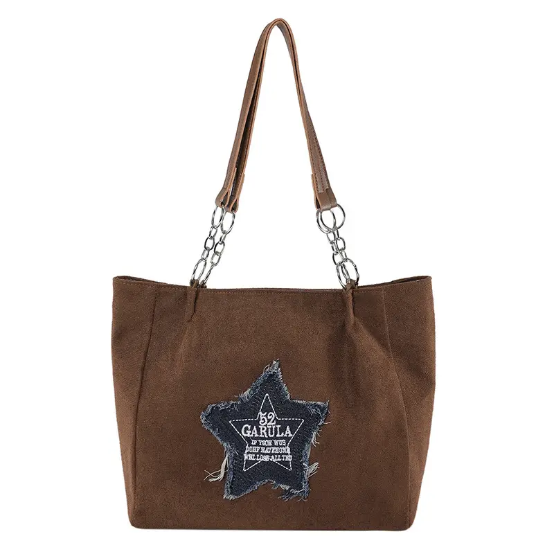 Western Style Fringed Star Shoulder Bag Black Suede - Image 4