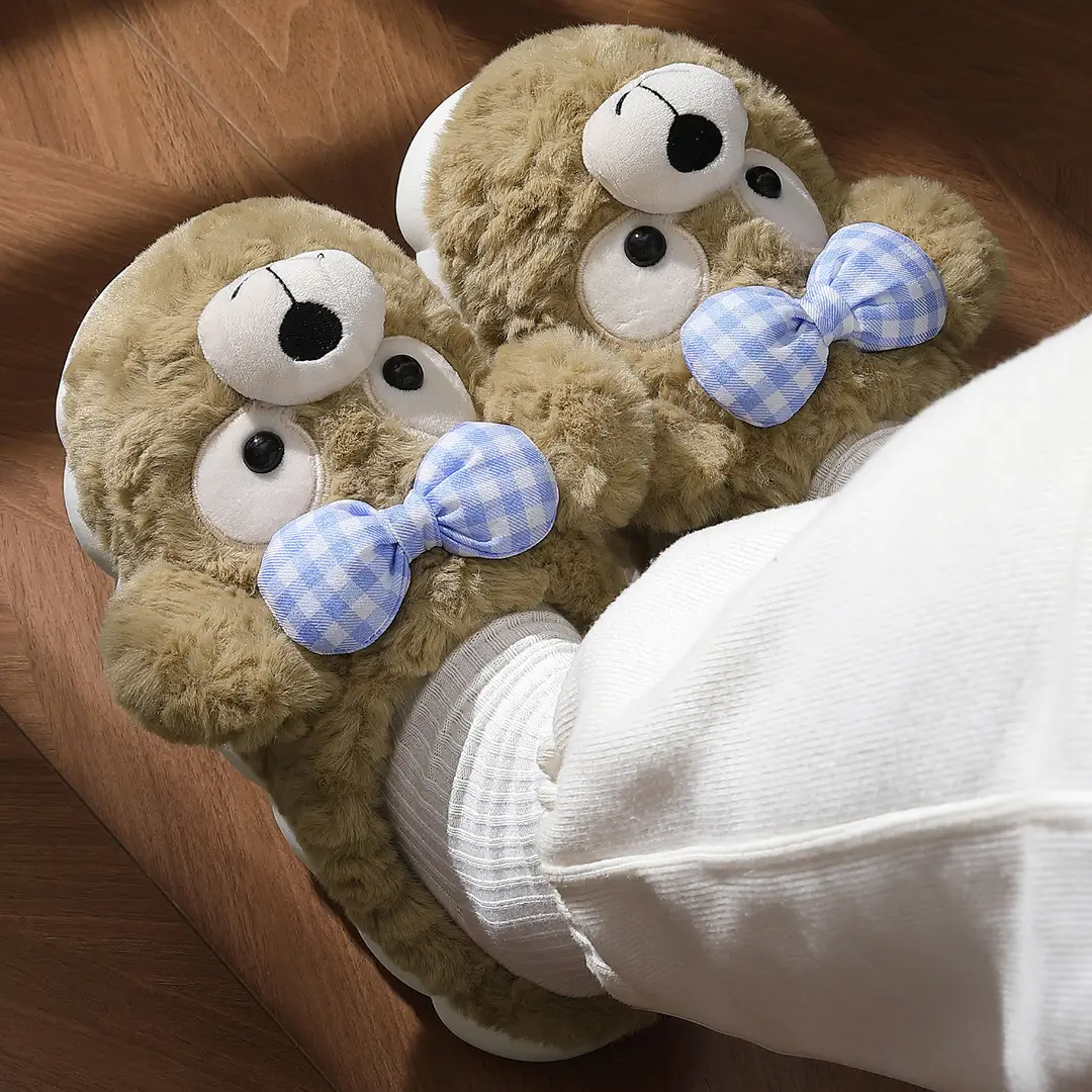 Women's Autumn and Winter 2025 New Indoor Home Warm Plush Cute Cotton Slippers with a Stepping-On-Poop Feeling for Women in Winter - Image 5