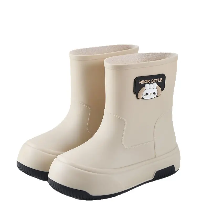 Japanese-type Rain Boots Women's Sweet Outer Wear Mid-tube Rain Boots Kitchen Work Wear-resistant Rubber Shoes fleece-lined Warm Non-slip Waterproof Shoes - Image 13
