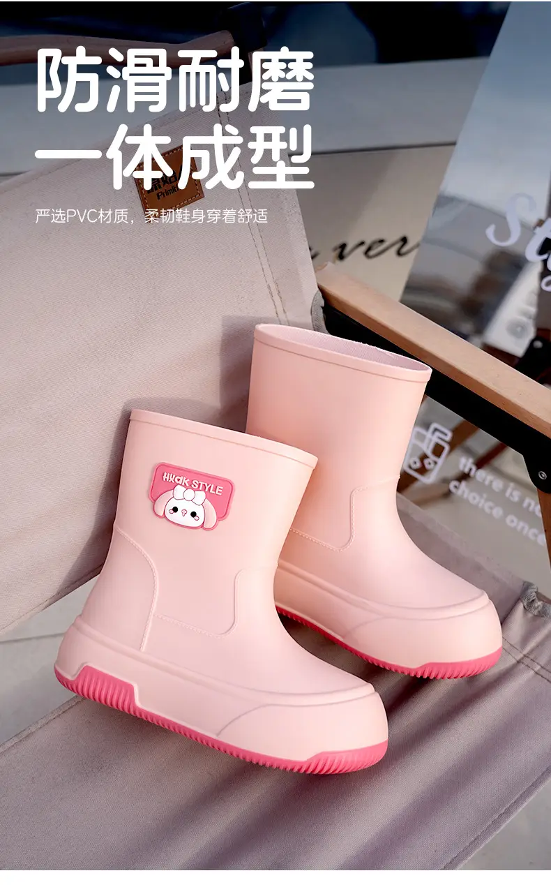 Japanese-type Rain Boots Women's Sweet Outer Wear Mid-tube Rain Boots Kitchen Work Wear-resistant Rubber Shoes fleece-lined Warm Non-slip Waterproof Shoes — feature 15