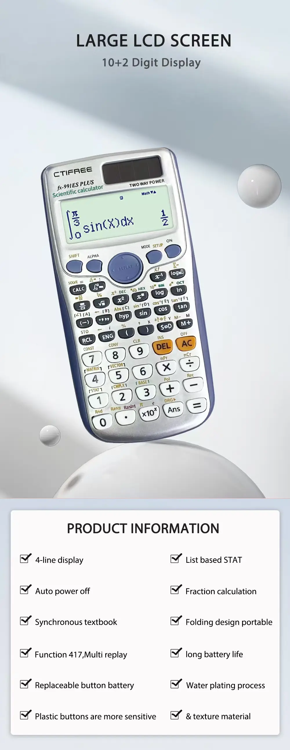 Cross-border fx991esplus2nd function calculator student scientific calculator matrix complex solution equation logo — feature 1