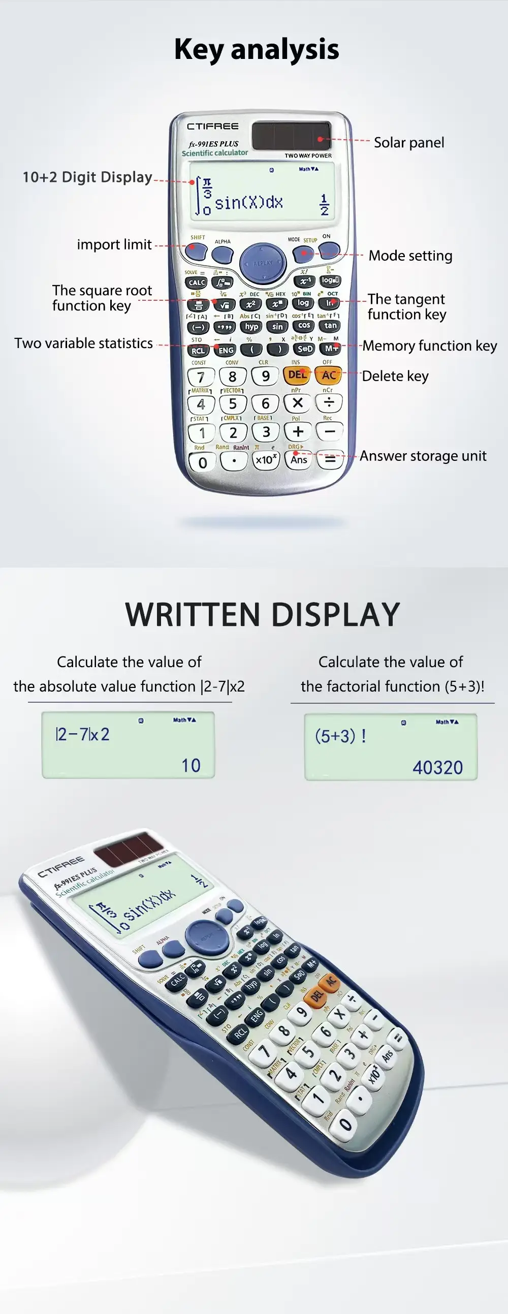 Cross-border fx991esplus2nd function calculator student scientific calculator matrix complex solution equation logo — feature 2