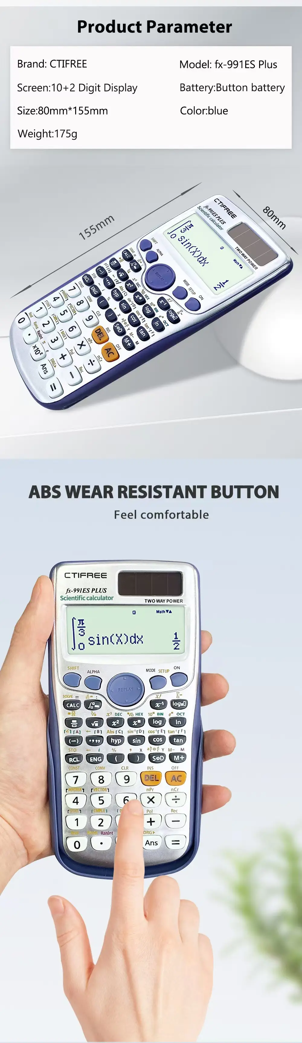 Cross-border fx991esplus2nd function calculator student scientific calculator matrix complex solution equation logo — feature 3