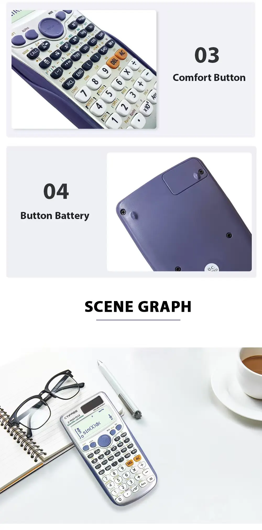 Cross-border fx991esplus2nd function calculator student scientific calculator matrix complex solution equation logo — feature 7