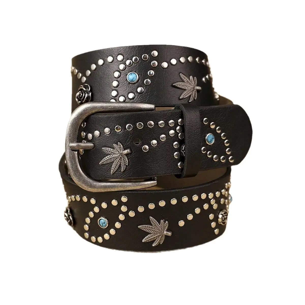 Women's Rivet Belted Jeans Shorts with Retro Design - Image 6