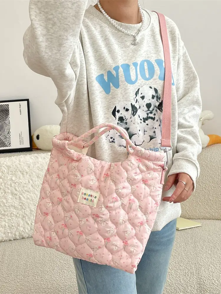 Women Quilted Cartoon Handbag Winter Satchel Crossbody - Image 6