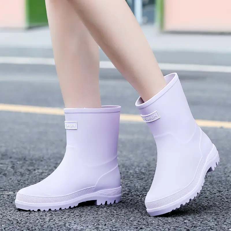 School Style Rain Shoes Women's Fashionable Outer Wear Non-slip Rain Boots Camping Fishing Waterproof Glue Shoes Cover fleece-lined Water Shoes for Women - Image 12
