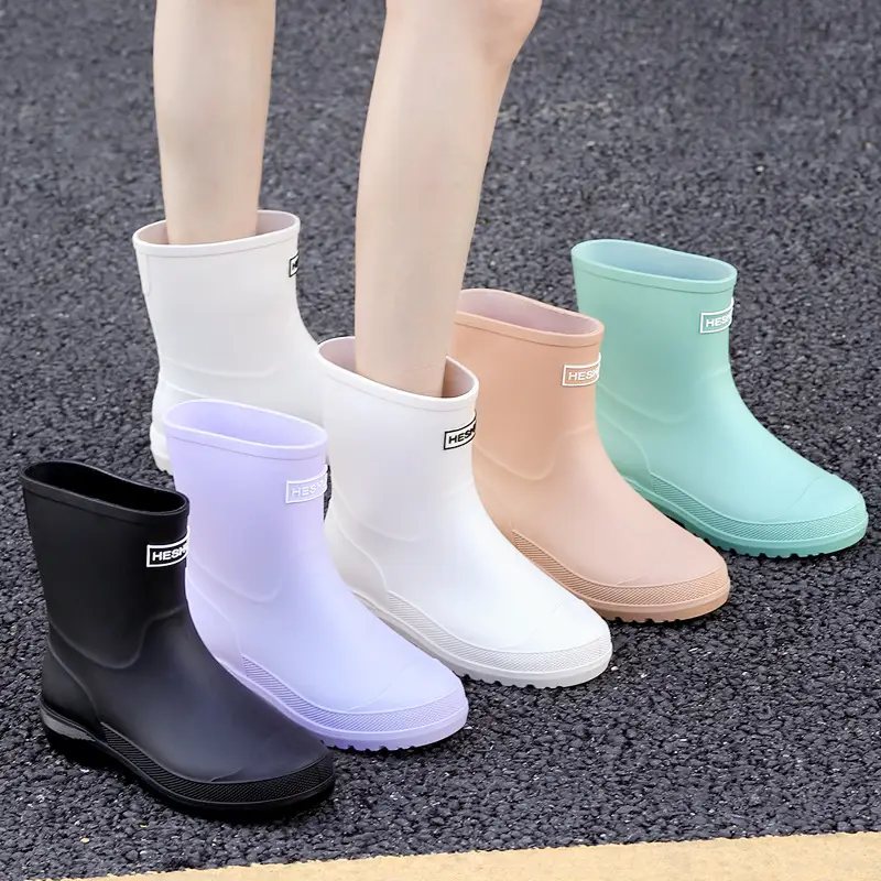 School Style Rain Shoes Women's Fashionable Outer Wear Non-slip Rain Boots Camping Fishing Waterproof Glue Shoes Cover fleece-lined Water Shoes for Women - Image 13