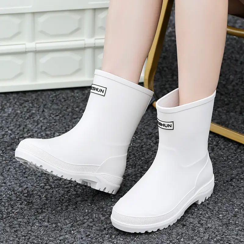 School Style Rain Shoes Women's Fashionable Outer Wear Non-slip Rain Boots Camping Fishing Waterproof Glue Shoes Cover fleece-lined Water Shoes for Women - Image 14