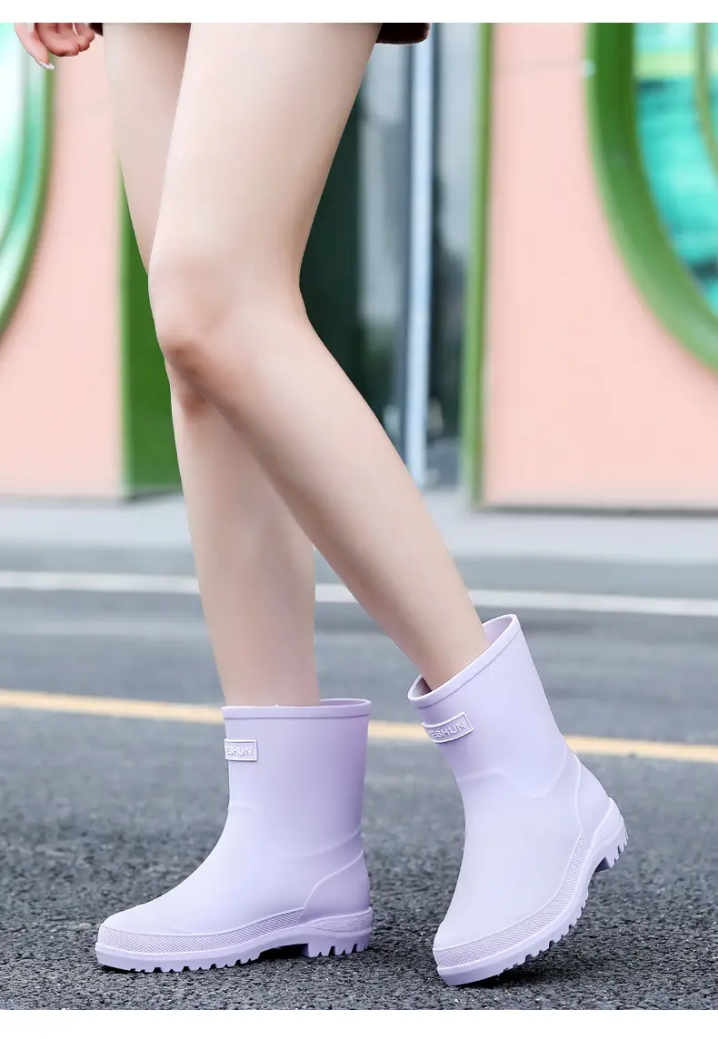 School Style Rain Shoes Women's Fashionable Outer Wear Non-slip Rain Boots Camping Fishing Waterproof Glue Shoes Cover fleece-lined Water Shoes for Women — feature 11